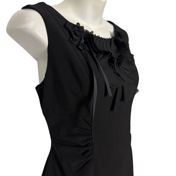 R&M Richards Petite Womens Black Ruffle 3D Stretch Sheath Whimsigoth Dress 8P - Picture 4 of 16